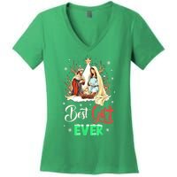 Christian Best Ever Christmas Cool Jesus Nativity Scene Xmas Gift Women's V-Neck T-Shirt