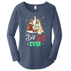 Christian Best Ever Christmas Cool Jesus Nativity Scene Xmas Gift Women's Perfect Tri Tunic Long Sleeve Shirt