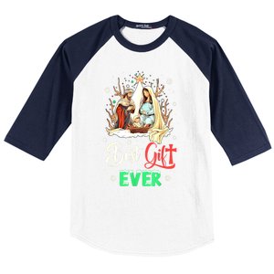 Christian Best Ever Christmas Cool Jesus Nativity Scene Xmas Gift Baseball Sleeve Shirt