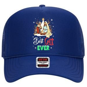 Christian Best Ever Christmas Cool Jesus Nativity Scene Xmas Gift High Crown Mesh Back Trucker Hat