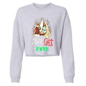 Christian Best Ever Christmas Cool Jesus Nativity Scene Xmas Gift Cropped Pullover Crew