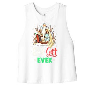 Christian Best Ever Christmas Cool Jesus Nativity Scene Xmas Gift Women's Racerback Cropped Tank