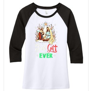 Christian Best Ever Christmas Cool Jesus Nativity Scene Xmas Gift Women's Tri-Blend 3/4-Sleeve Raglan Shirt