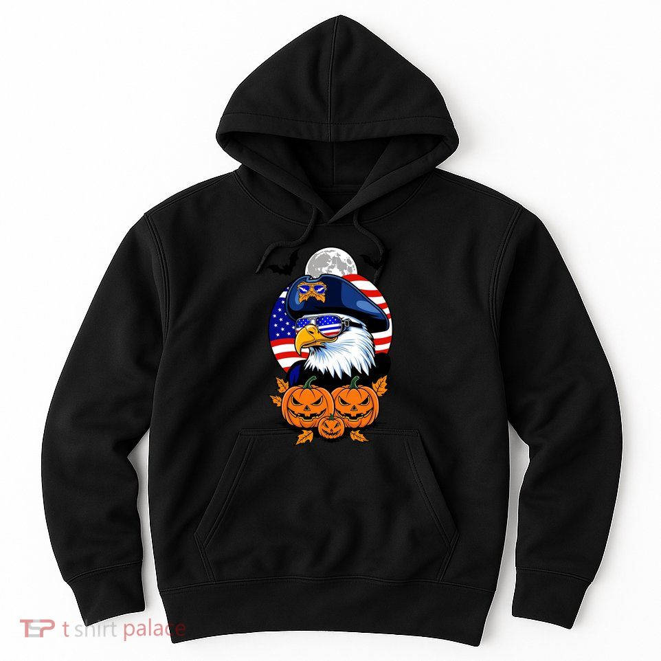 Cute Bald Eagle Witch Halloween Pumpkin Eagle Lover Hoodie
