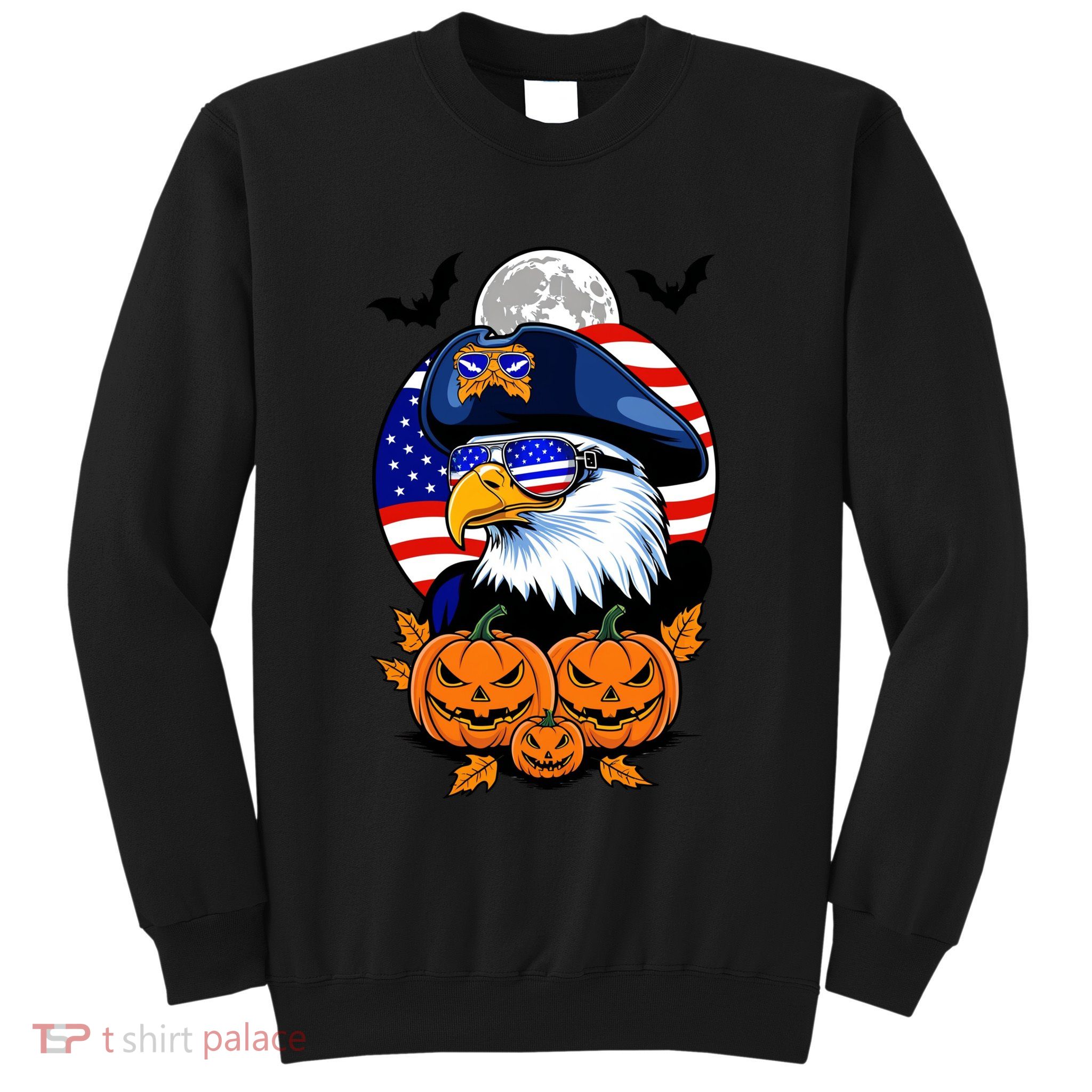 Cute Bald Eagle Witch Halloween Pumpkin Eagle Lover Sweatshirt