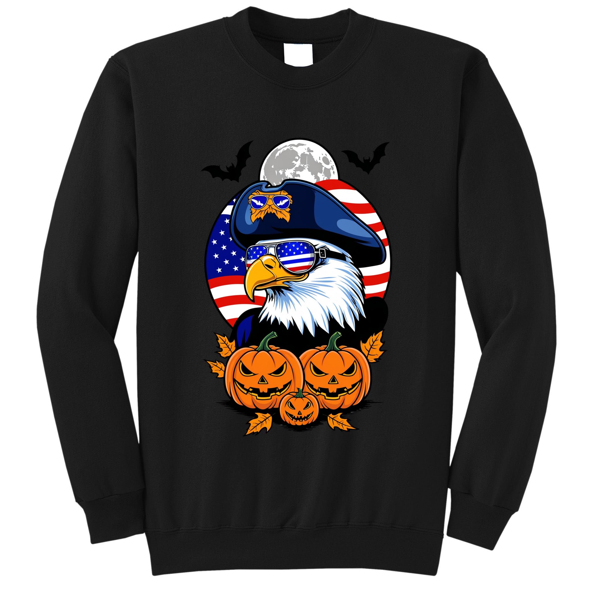 Cute Bald Eagle Witch Halloween Pumpkin Eagle Lover Tall Sweatshirt