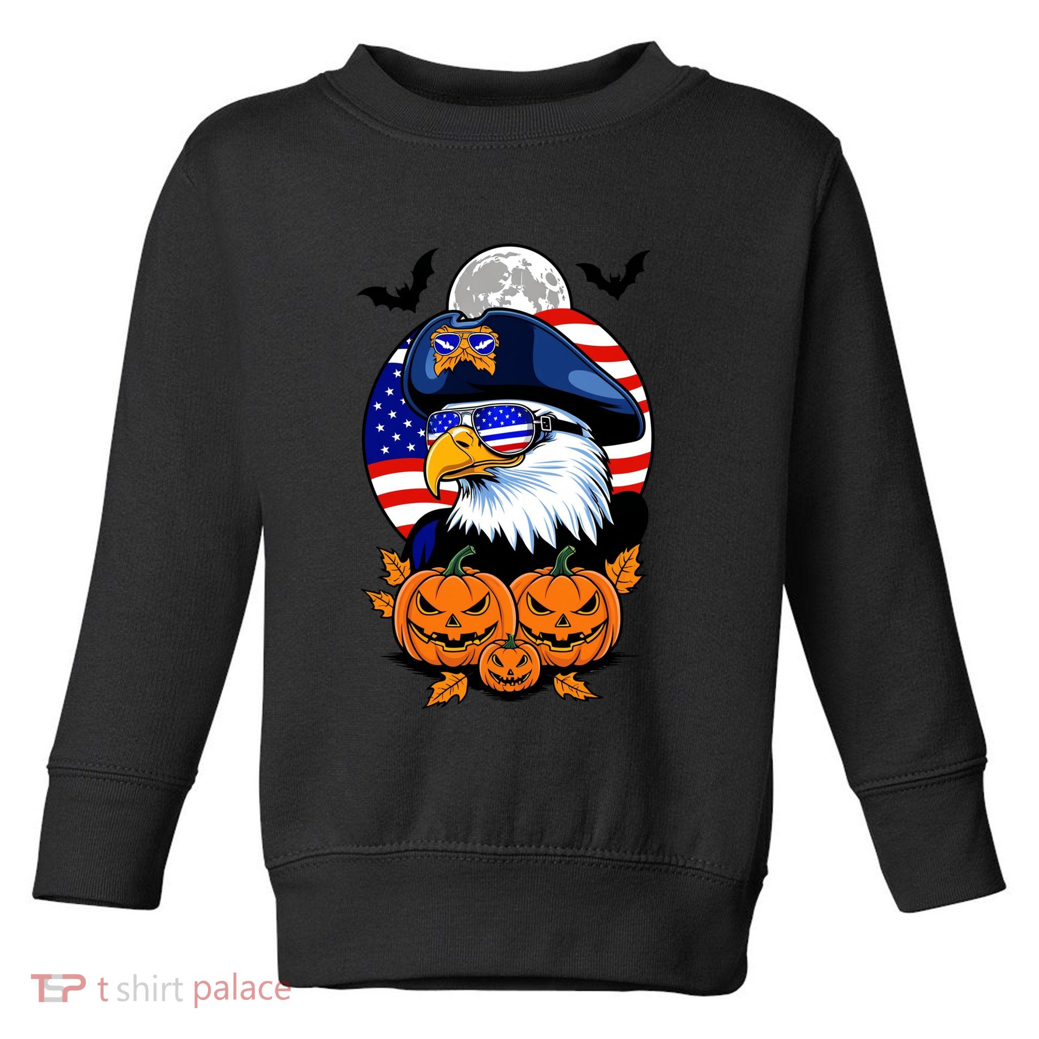Cute Bald Eagle Witch Halloween Pumpkin Eagle Lover Toddler Sweatshirt