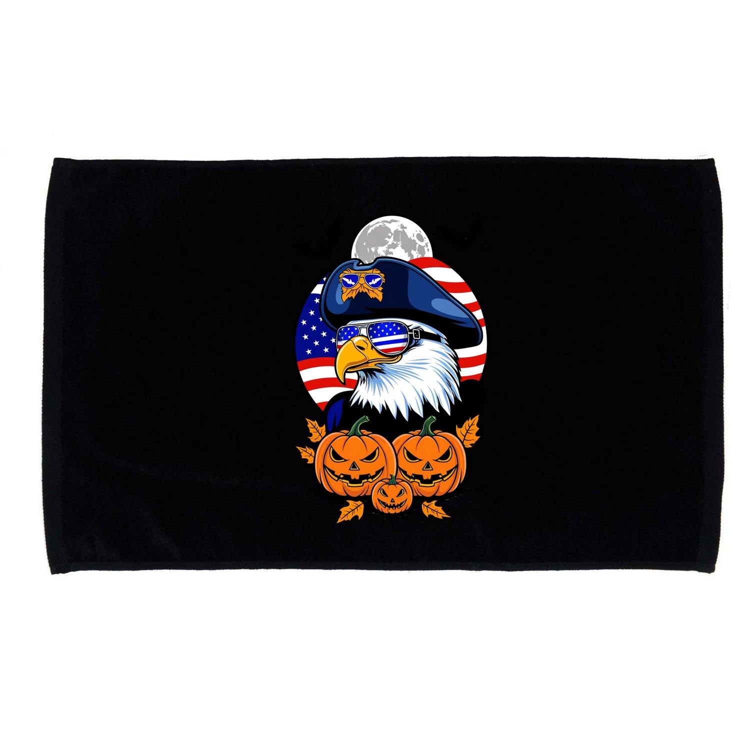 Cute Bald Eagle Witch Halloween Pumpkin Eagle Lover Microfiber Hand Towel