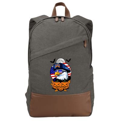 Cute Bald Eagle Witch Halloween Pumpkin Eagle Lover Cotton Canvas Backpack