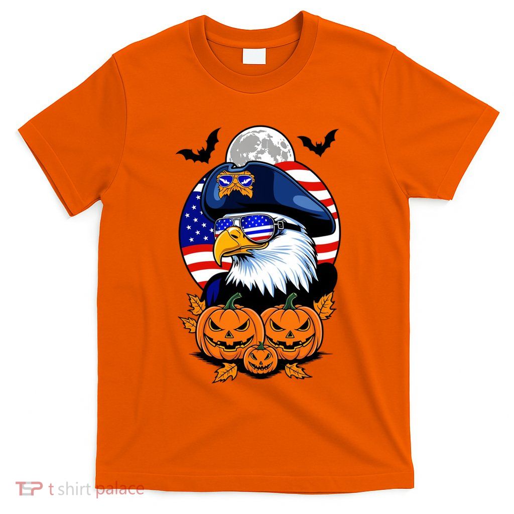Cute Bald Eagle Witch Halloween Pumpkin Eagle Lover T-Shirt