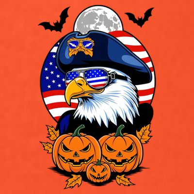 Cute Bald Eagle Witch Halloween Pumpkin Eagle Lover T-Shirt