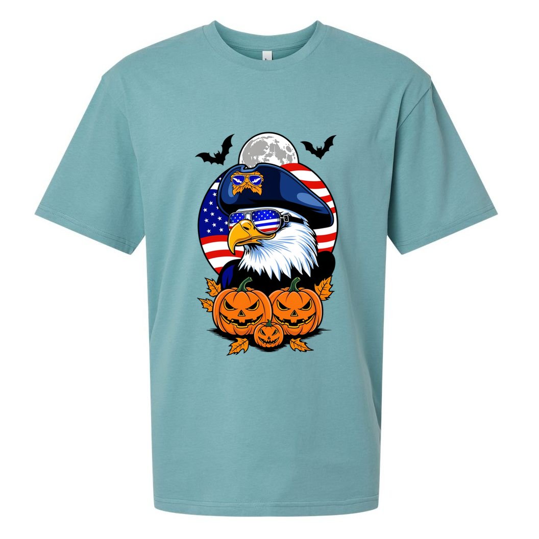 Cute Bald Eagle Witch Halloween Pumpkin Eagle Lover Sueded Cloud Jersey T-Shirt