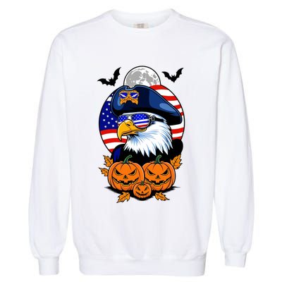 Cute Bald Eagle Witch Halloween Pumpkin Eagle Lover Garment-Dyed Sweatshirt