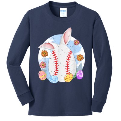 Cute Baseball Easter Egg Bunny Costume Happy Easter Day Kids Long Sleeve Shirt