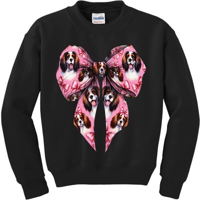 Coquette Bow English Springer Spaniel Dog Mom Girl Kids Sweatshirt