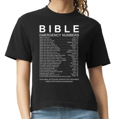 Christian Bible Emergency Numbers Comfort Colors Boxy T-Shirt