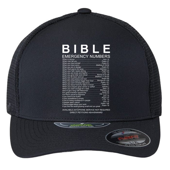 Christian Bible Emergency Numbers Flexfit Unipanel Trucker Cap