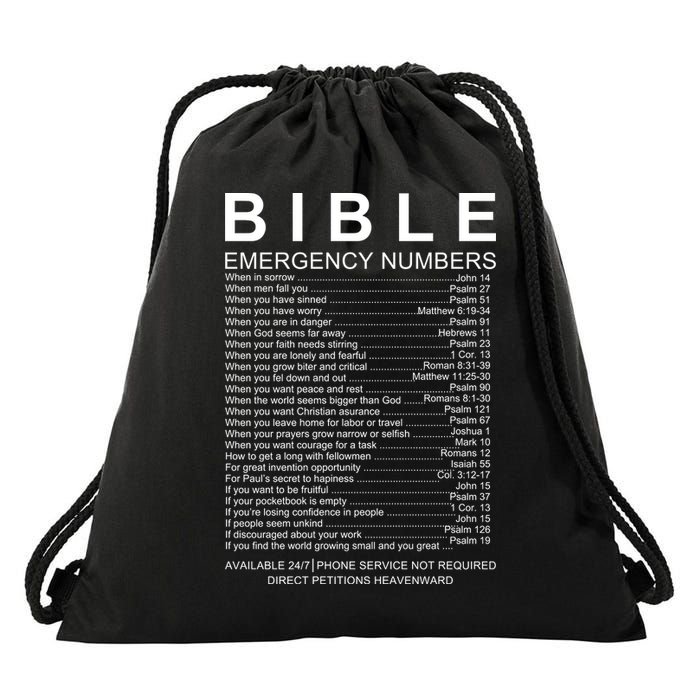Christian Bible Emergency Numbers Drawstring Bag
