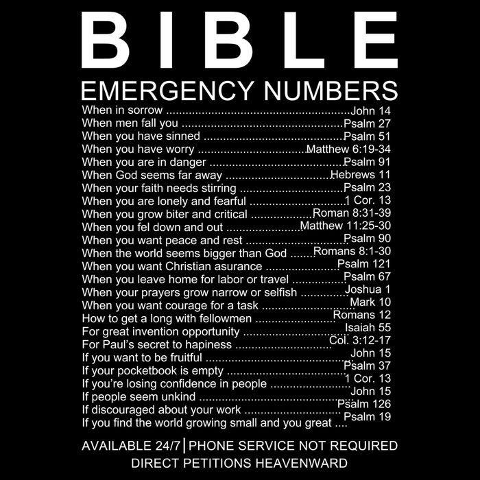 Christian Bible Emergency Numbers Drawstring Bag