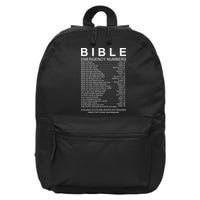 Christian Bible Emergency Numbers 16 in Basic Backpack