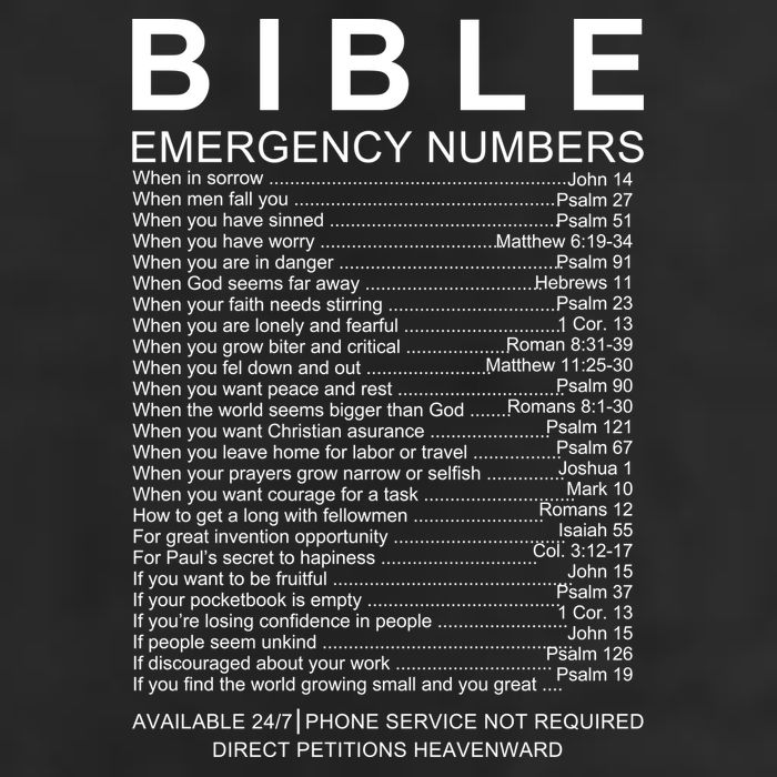 Christian Bible Emergency Numbers 25L Jumbo Tote