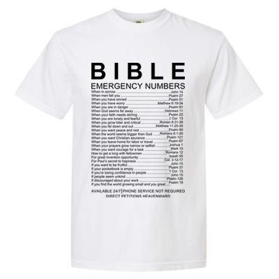 Christian Bible Emergency Numbers Garment-Dyed Heavyweight T-Shirt