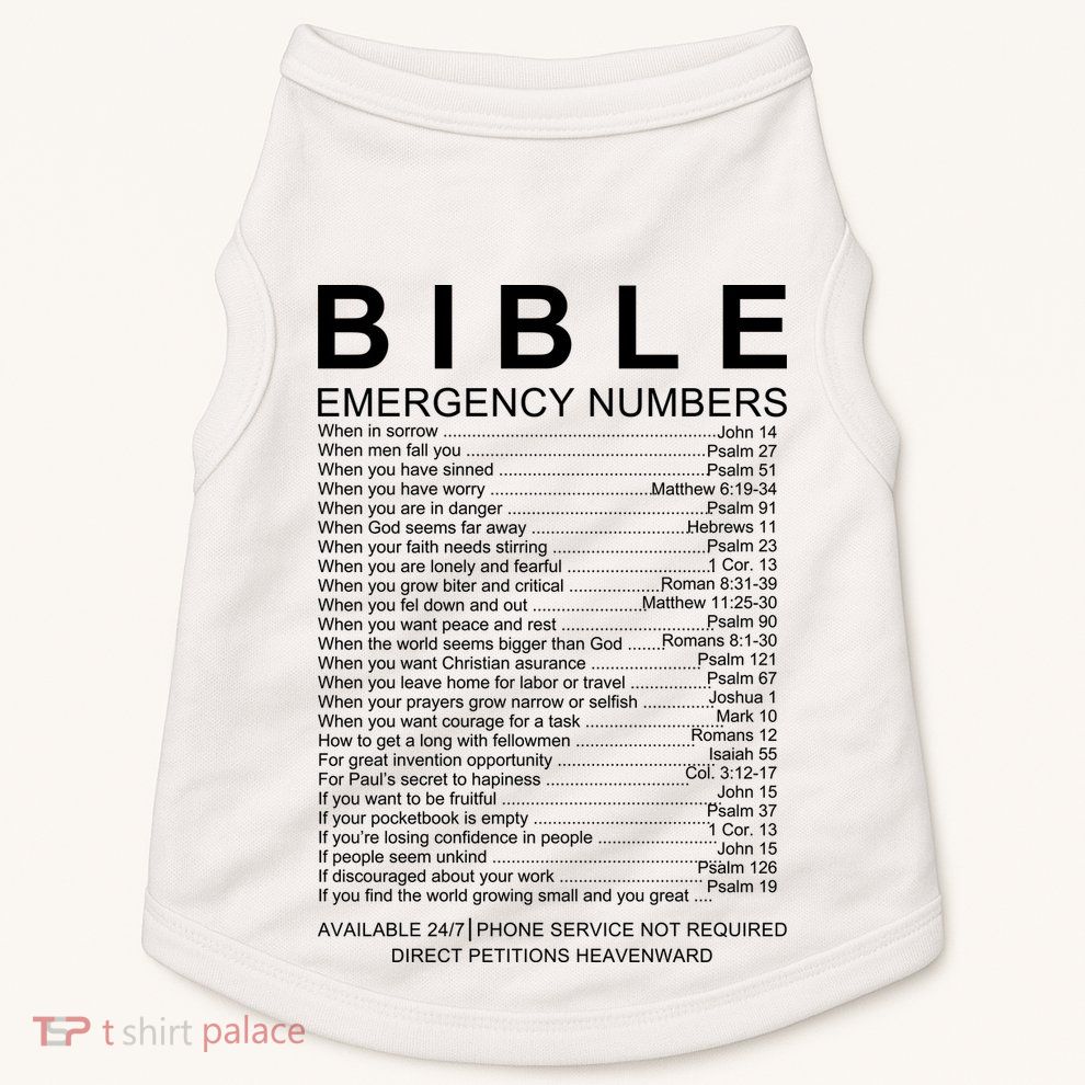 Christian Bible Emergency Numbers Doggie Tank