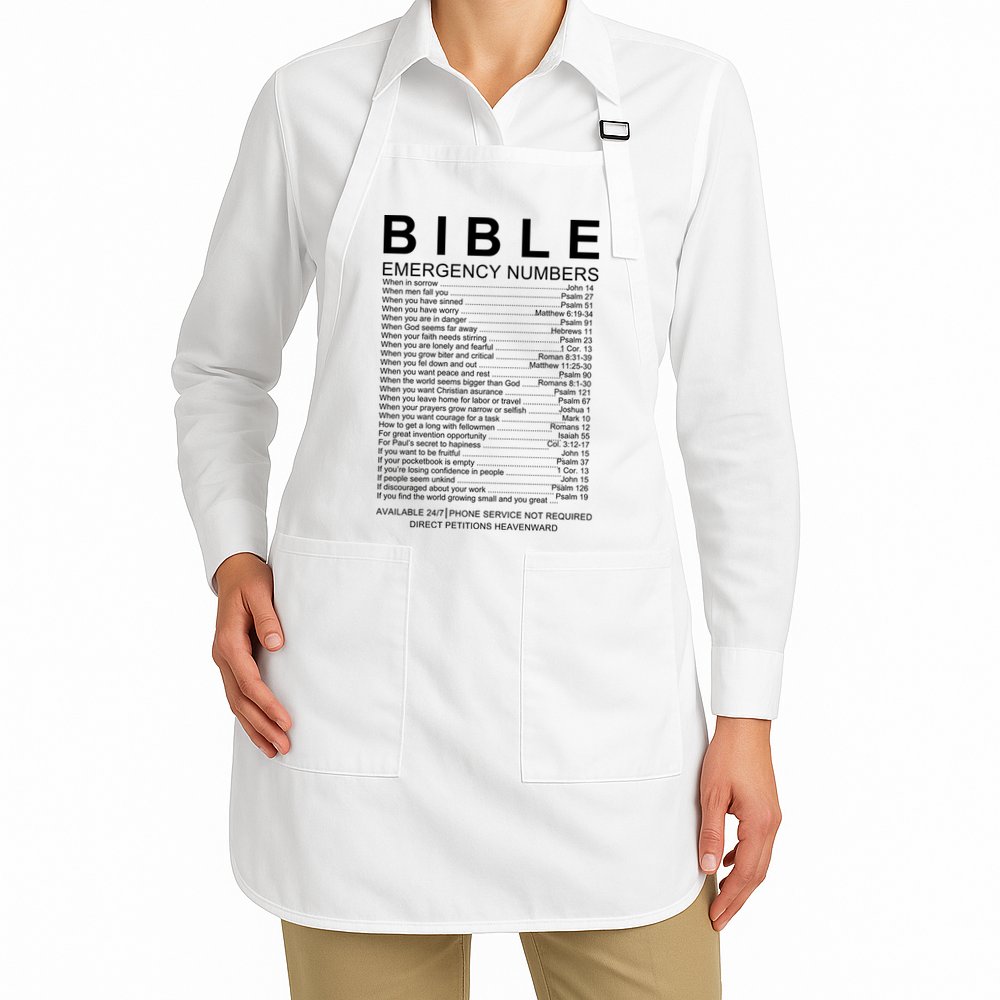 Christian Bible Emergency Numbers Apron
