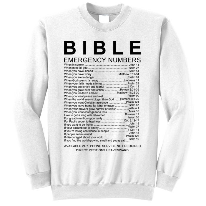 Christian Bible Emergency Numbers Sweatshirt
