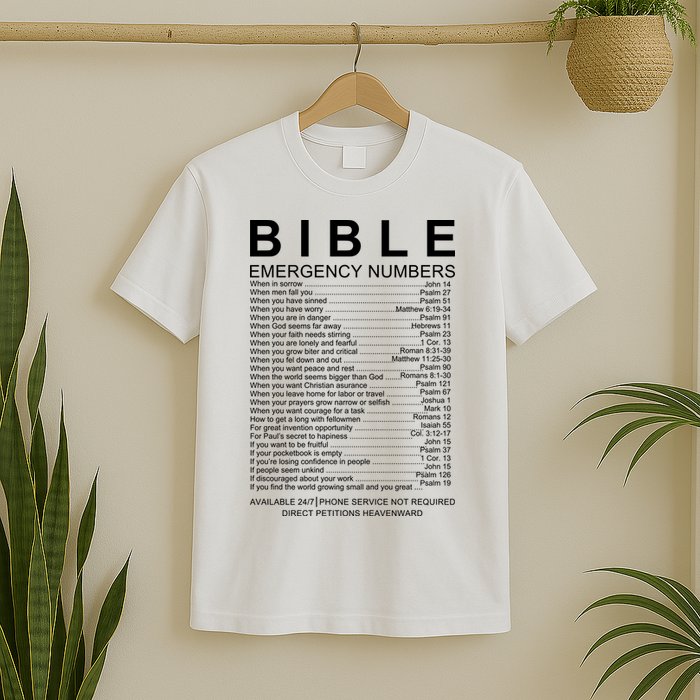 Christian Bible Emergency Numbers T-Shirt