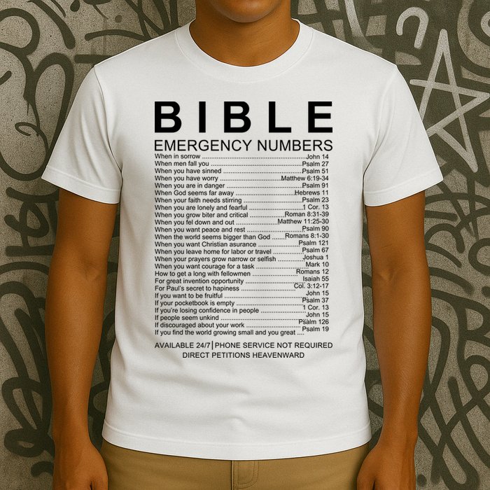 Christian Bible Emergency Numbers T-Shirt