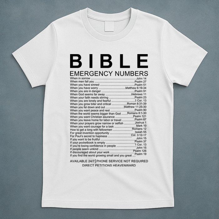 Christian Bible Emergency Numbers T-Shirt