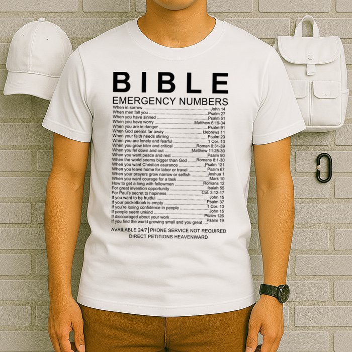 Christian Bible Emergency Numbers T-Shirt