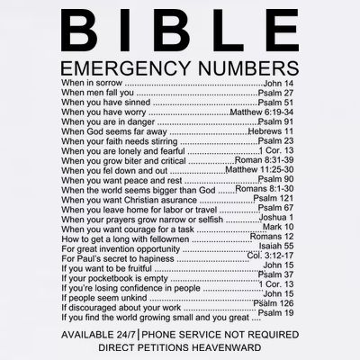 Christian Bible Emergency Numbers T-Shirt