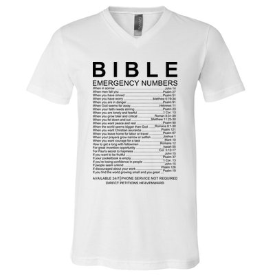Christian Bible Emergency Numbers V-Neck T-Shirt