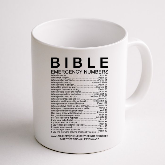 Christian Bible Emergency Numbers Mug