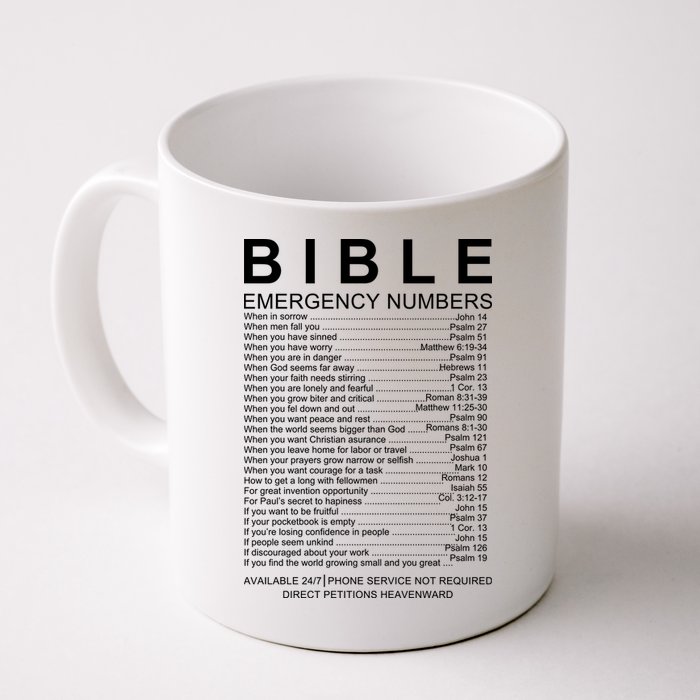 Christian Bible Emergency Numbers Mug