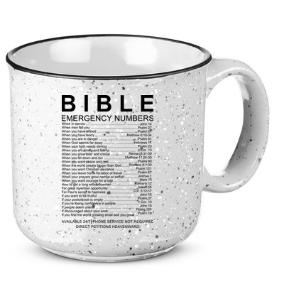 Christian Bible Emergency Numbers 15oz Campfire Ceramic Mug