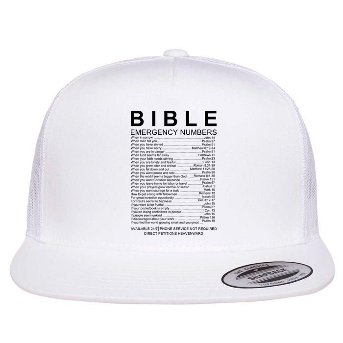 Christian Bible Emergency Numbers Flat Bill Trucker Hat