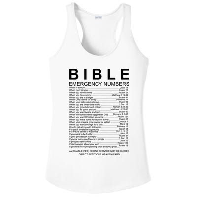 Christian Bible Emergency Numbers Ladies PosiCharge Competitor Racerback Tank