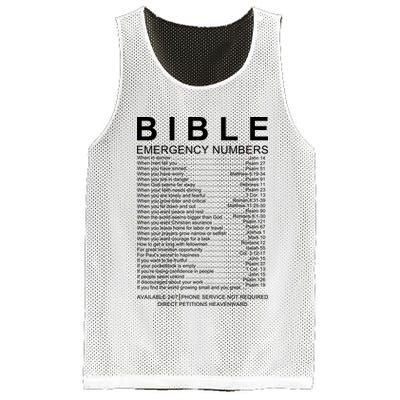 Christian Bible Emergency Numbers Mesh Reversible Basketball Jersey Tank