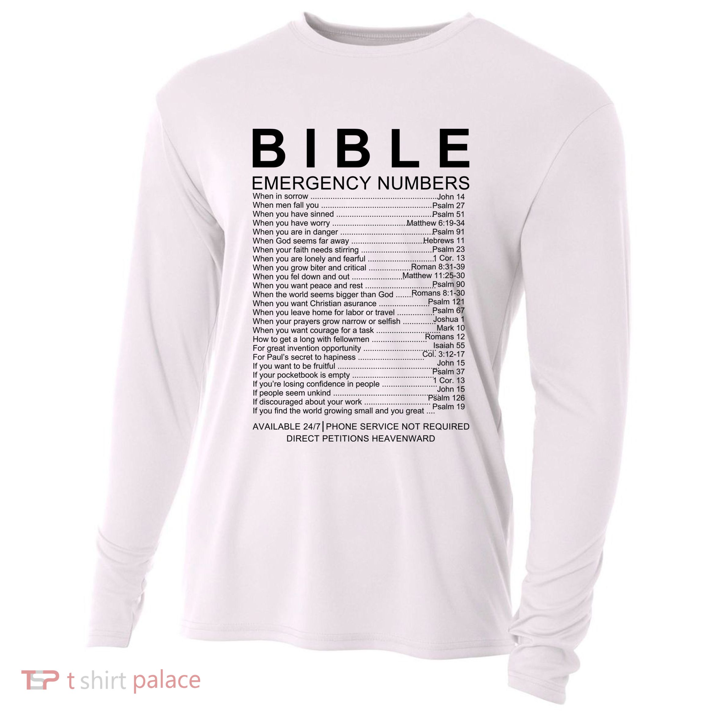 Christian Bible Emergency Numbers Cooling Performance Long Sleeve Crew