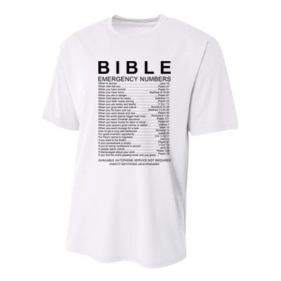 Christian Bible Emergency Numbers Youth Performance Sprint T-Shirt