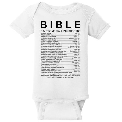 Christian Bible Emergency Numbers Baby Bodysuit