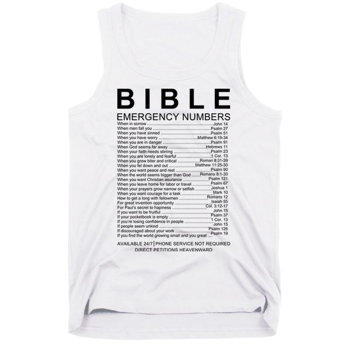 Christian Bible Emergency Numbers Tank Top