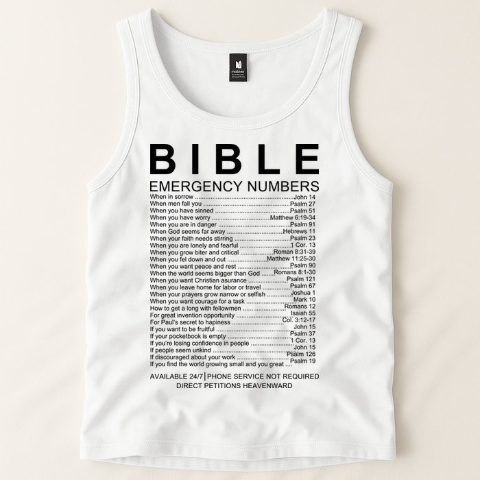 Christian Bible Emergency Numbers Tank Top