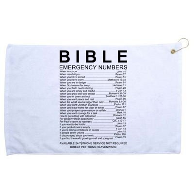 Christian Bible Emergency Numbers Grommeted Golf Towel