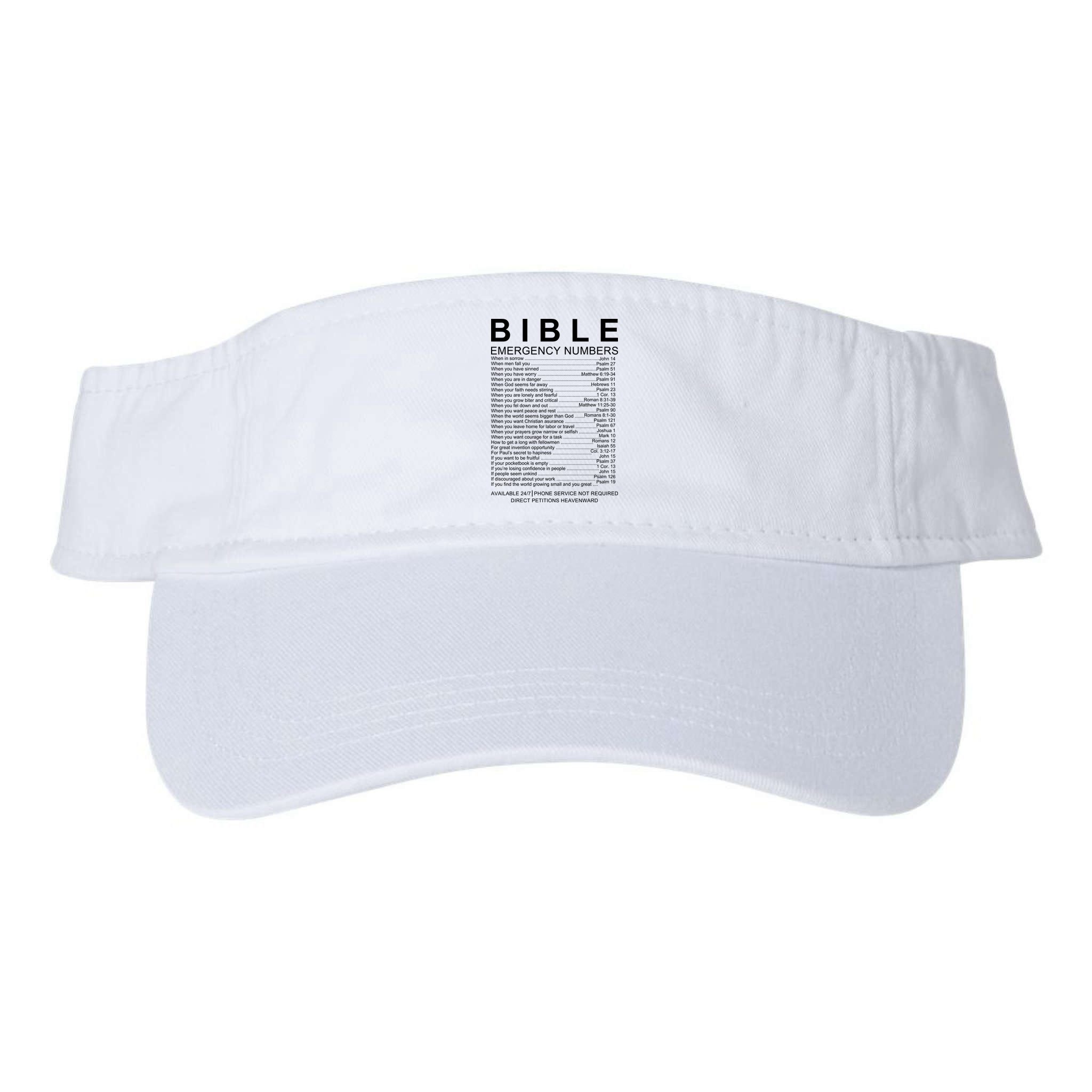 Christian Bible Emergency Numbers Visor