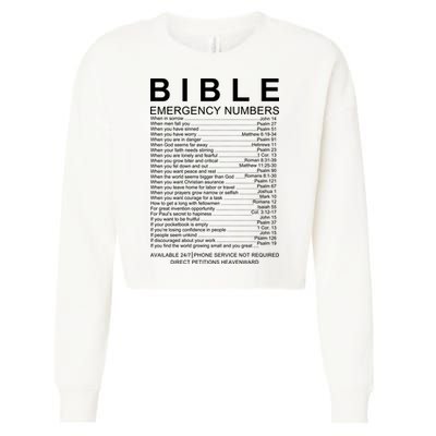 Christian Bible Emergency Numbers Cropped Pullover Crew