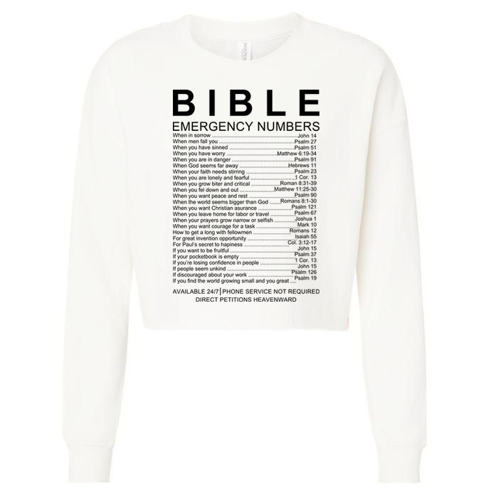 Christian Bible Emergency Numbers Cropped Pullover Crew